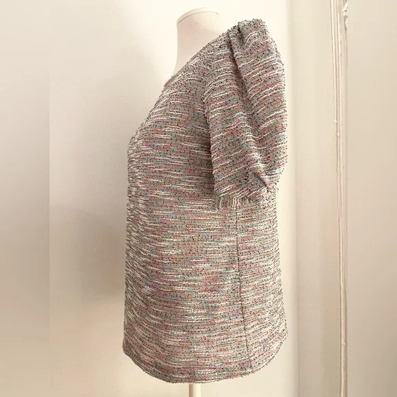 LOFT Colorful Knit Too Blouse with Puffed Sleeve | Size S - Picture 4 of 9
